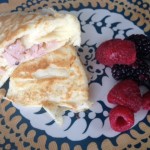 Ham and Cheese Crepes and Fruit