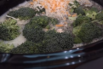 Easy broccoli cheddar slow cooker soup. Fast and delicious, it only takes five minutes of prep time in the kitchen!