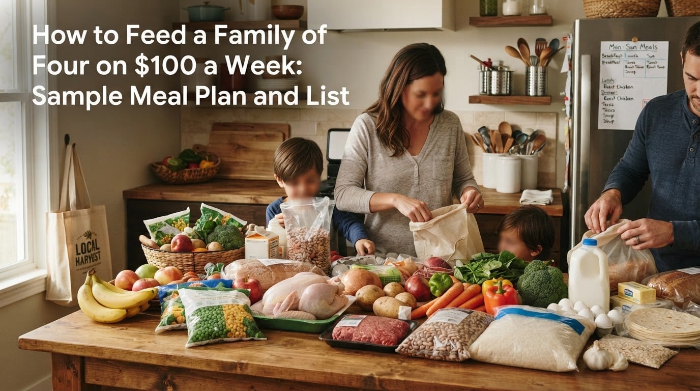 How to Feed a Family of Four on $100 a Week: Sample Meal Plan and List